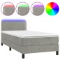 vidaXL Boxspringbett mit Matratze & LED Hellgrau 90x200 cm Samt