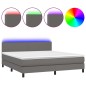 vidaXL Boxspringbett mit Matratze & LED Grau 180x200 cm Kunstleder vidaXL Boxspringbett mit Matratze & LED Grau 180x200 cm Kunstleder
