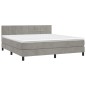 vidaXL Boxspringbett mit Matratze & LED Hellgrau 180x200 cm Samt vidaXL Boxspringbett mit Matratze & LED Hellgrau 180x200 cm Samt