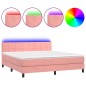 vidaXL Boxspringbett mit Matratze & LED Rosa 180x200 cm Samt vidaXL Boxspringbett mit Matratze & LED Rosa 180x200 cm Samt