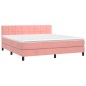 vidaXL Boxspringbett mit Matratze & LED Rosa 180x200 cm Samt vidaXL Boxspringbett mit Matratze & LED Rosa 180x200 cm Samt
