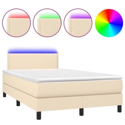 vidaXL Boxspringbett mit Matratze & LED Creme 120x200 cm Stoff