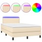 vidaXL Boxspringbett mit Matratze & LED Creme 120x200 cm Stoff vidaXL Boxspringbett mit Matratze & LED Creme 120x200 cm Stoff