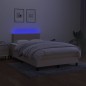 vidaXL Boxspringbett mit Matratze & LED Creme 120x200 cm Stoff vidaXL Boxspringbett mit Matratze & LED Creme 120x200 cm Stoff