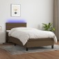 vidaXL Boxspringbett mit Matratze & LED Dunkelbraun 90x200 cm Stoff vidaXL Boxspringbett mit Matratze & LED Dunkelbraun 90x200 cm Stoff