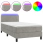 vidaXL Boxspringbett mit Matratze & LED Hellgrau 100x200 cm Samt vidaXL Boxspringbett mit Matratze & LED Hellgrau 100x200 cm Samt
