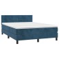 vidaXL Boxspringbett mit Matratze & LED Dunkelblau 140x190 cm Samt vidaXL Boxspringbett mit Matratze & LED Dunkelblau 140x190 cm Samt