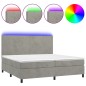 vidaXL Boxspringbett mit Matratze & LED Hellgrau 200x200 cm Samt vidaXL Boxspringbett mit Matratze & LED Hellgrau 200x200 cm Samt