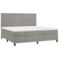 vidaXL Boxspringbett mit Matratze & LED Hellgrau 200x200 cm Samt vidaXL Boxspringbett mit Matratze & LED Hellgrau 200x200 cm Samt