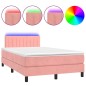 vidaXL Boxspringbett mit Matratze & LED Rosa 120x200 cm Samt vidaXL Boxspringbett mit Matratze & LED Rosa 120x200 cm Samt