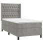 vidaXL Boxspringbett mit Matratze Hellgrau 80x200 cm Samt vidaXL Boxspringbett mit Matratze Hellgrau 80x200 cm Samt