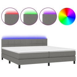 vidaXL Boxspringbett mit Matratze & LED Dunkelgrau 200x200 cm Stoff