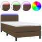 vidaXL Boxspringbett mit Matratze & LED Dunkelbraun 90x200 cm Stoff vidaXL Boxspringbett mit Matratze & LED Dunkelbraun 90x200 cm Stoff