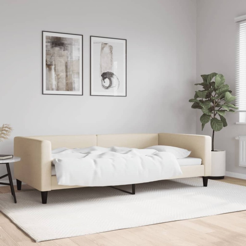 Tagesbett Creme 100x200 cm Stoff Tagesbett Creme 100x200 cm Stoff