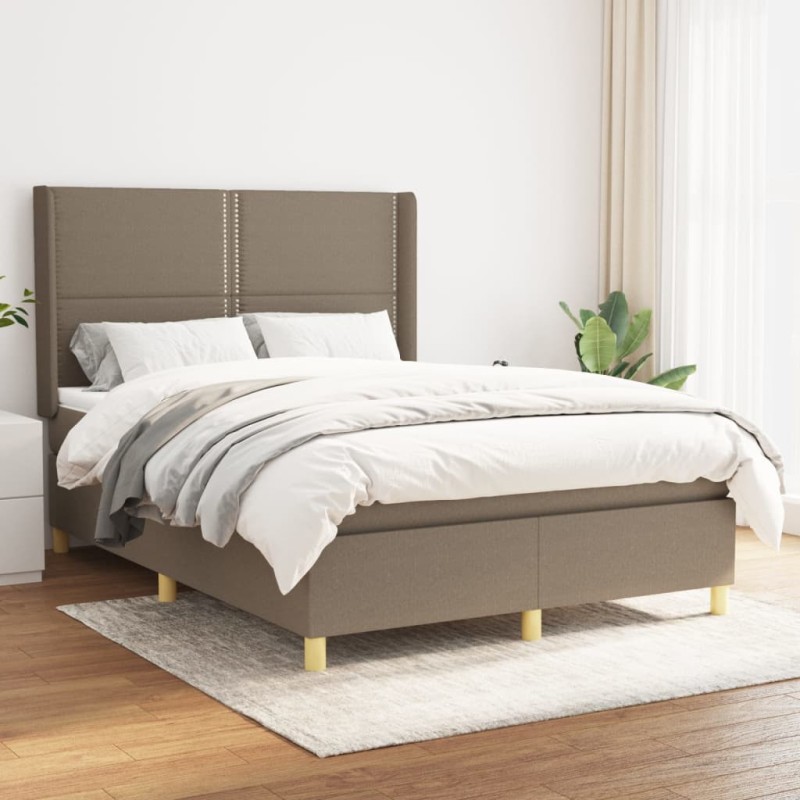 vidaXL Boxspringbett mit Matratze Taupe 140x200 cm Stoff vidaXL Boxspringbett mit Matratze Taupe 140x200 cm Stoff
