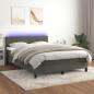 vidaXL Boxspringbett mit Matratze & LED Dunkelgrau 140x200 cm Samt vidaXL Boxspringbett mit Matratze & LED Dunkelgrau 140x200 cm Samt