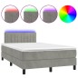 vidaXL Boxspringbett mit Matratze & LED Hellgrau 120x200 cm Samt vidaXL Boxspringbett mit Matratze & LED Hellgrau 120x200 cm Samt