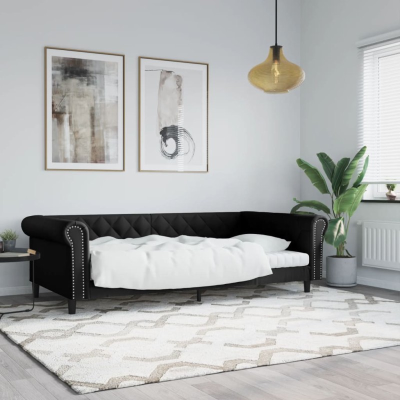 Tagesbett Schwarz 100x200 cm Kunstleder Tagesbett Schwarz 100x200 cm Kunstleder