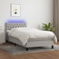 vidaXL Boxspringbett mit Matratze & LED Hellgrau 90x200 cm Stoff vidaXL Boxspringbett mit Matratze & LED Hellgrau 90x200 cm Stoff