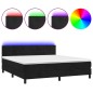 vidaXL Boxspringbett mit Matratze & LED Schwarz 180x200 cm Samt vidaXL Boxspringbett mit Matratze & LED Schwarz 180x200 cm Samt