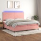 vidaXL Boxspringbett mit Matratze & LED Rosa 200x200 cm Samt vidaXL Boxspringbett mit Matratze & LED Rosa 200x200 cm Samt