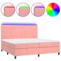 vidaXL Boxspringbett mit Matratze & LED Rosa 200x200 cm Samt vidaXL Boxspringbett mit Matratze & LED Rosa 200x200 cm Samt