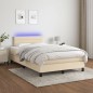 vidaXL Boxspringbett mit Matratze & LED Creme 120x200 cm Stoff vidaXL Boxspringbett mit Matratze & LED Creme 120x200 cm Stoff