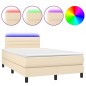 vidaXL Boxspringbett mit Matratze & LED Creme 120x200 cm Stoff vidaXL Boxspringbett mit Matratze & LED Creme 120x200 cm Stoff