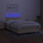vidaXL Boxspringbett mit Matratze & LED Creme 120x200 cm Stoff vidaXL Boxspringbett mit Matratze & LED Creme 120x200 cm Stoff