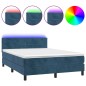 vidaXL Boxspringbett mit Matratze & LED Dunkelblau 140x200 cm Samt vidaXL Boxspringbett mit Matratze & LED Dunkelblau 140x200 cm Samt