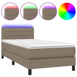 vidaXL Boxspringbett mit Matratze & LED Taupe 80x200 cm Stoff