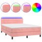 vidaXL Boxspringbett mit Matratze & LED Rosa 140x190 cm Samt vidaXL Boxspringbett mit Matratze & LED Rosa 140x190 cm Samt
