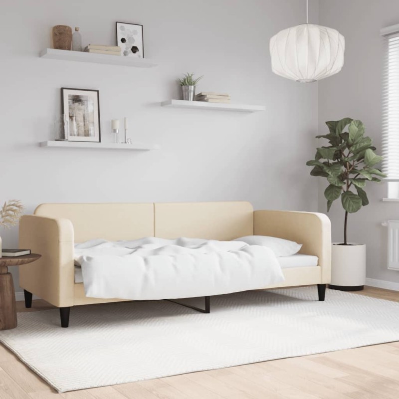 vidaXL Tagesbett Creme 90x200 cm Stoff vidaXL Tagesbett Creme 90x200 cm Stoff