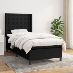 vidaXL Boxspringbett mit Matratze Schwarz 90x190 cm Stoff