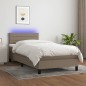 vidaXL Boxspringbett mit Matratze & LED Taupe 90x200 cm Stoff vidaXL Boxspringbett mit Matratze & LED Taupe 90x200 cm Stoff