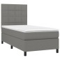 vidaXL Boxspringbett mit Matratze & LED Dunkelgrau 90x200 cm Stoff vidaXL Boxspringbett mit Matratze & LED Dunkelgrau 90x200 cm Stoff