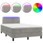vidaXL Boxspringbett mit Matratze & LED Hellgrau 120x200 cm Samt vidaXL Boxspringbett mit Matratze & LED Hellgrau 120x200 cm Samt