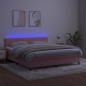 vidaXL Boxspringbett mit Matratze & LED Rosa 180x200 cm Samt vidaXL Boxspringbett mit Matratze & LED Rosa 180x200 cm Samt