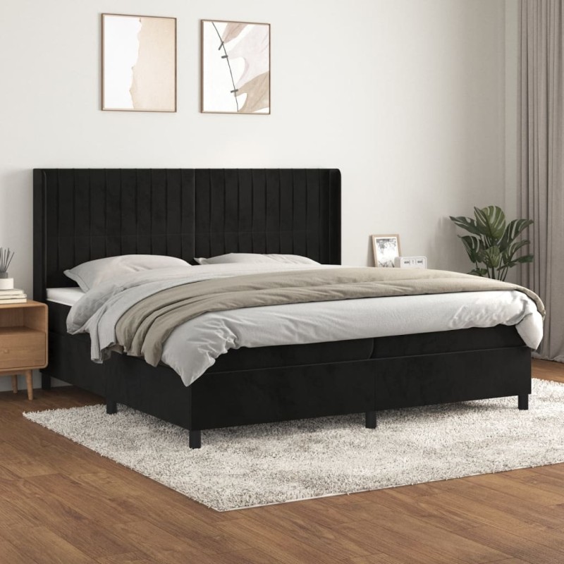 vidaXL Boxspringbett mit Matratze Schwarz 200x200 cm Samt vidaXL Boxspringbett mit Matratze Schwarz 200x200 cm Samt