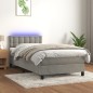 vidaXL Boxspringbett mit Matratze & LED Hellgrau 80x200 cm Samt vidaXL Boxspringbett mit Matratze & LED Hellgrau 80x200 cm Samt