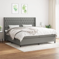 vidaXL Boxspringbett mit Matratze Dunkelgrau 200x200 cm Stoff