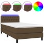 vidaXL Boxspringbett mit Matratze & LED Dunkelbraun 90x190 cm Stoff vidaXL Boxspringbett mit Matratze & LED Dunkelbraun 90x190 cm Stoff