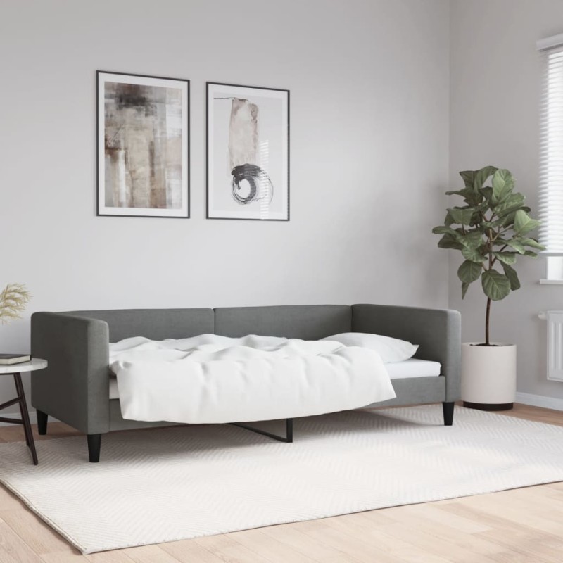 Tagesbett Dunkelgrau 90x190 cm Stoff Tagesbett Dunkelgrau 90x190 cm Stoff