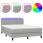 vidaXL Boxspringbett mit Matratze & LED Hellgrau 140x200 cm Stoff vidaXL Boxspringbett mit Matratze & LED Hellgrau 140x200 cm Stoff