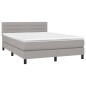 vidaXL Boxspringbett mit Matratze & LED Hellgrau 140x200 cm Stoff vidaXL Boxspringbett mit Matratze & LED Hellgrau 140x200 cm Stoff