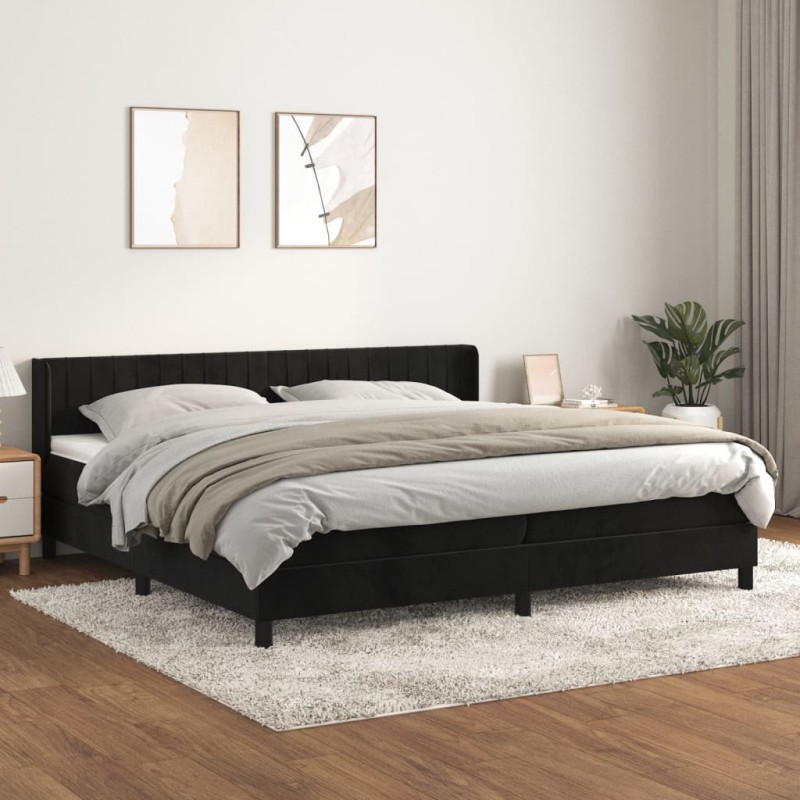 vidaXL Boxspringbett mit Matratze Schwarz 200x200 cm Samt vidaXL Boxspringbett mit Matratze Schwarz 200x200 cm Samt