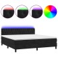 vidaXL Boxspringbett mit Matratze & LED Schwarz 160x200 cm Samt vidaXL Boxspringbett mit Matratze & LED Schwarz 160x200 cm Samt