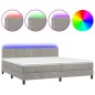 vidaXL Boxspringbett mit Matratze & LED Hellgrau 200x200 cm Samt vidaXL Boxspringbett mit Matratze & LED Hellgrau 200x200 cm Samt