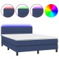vidaXL Boxspringbett mit Matratze & LED Blau 140x190 cm Stoff vidaXL Boxspringbett mit Matratze & LED Blau 140x190 cm Stoff
