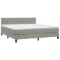 vidaXL Boxspringbett mit Matratze & LED Hellgrau 180x200 cm Samt vidaXL Boxspringbett mit Matratze & LED Hellgrau 180x200 cm Samt